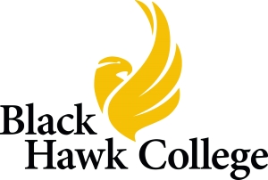 Black Hawk College logo in black and gold