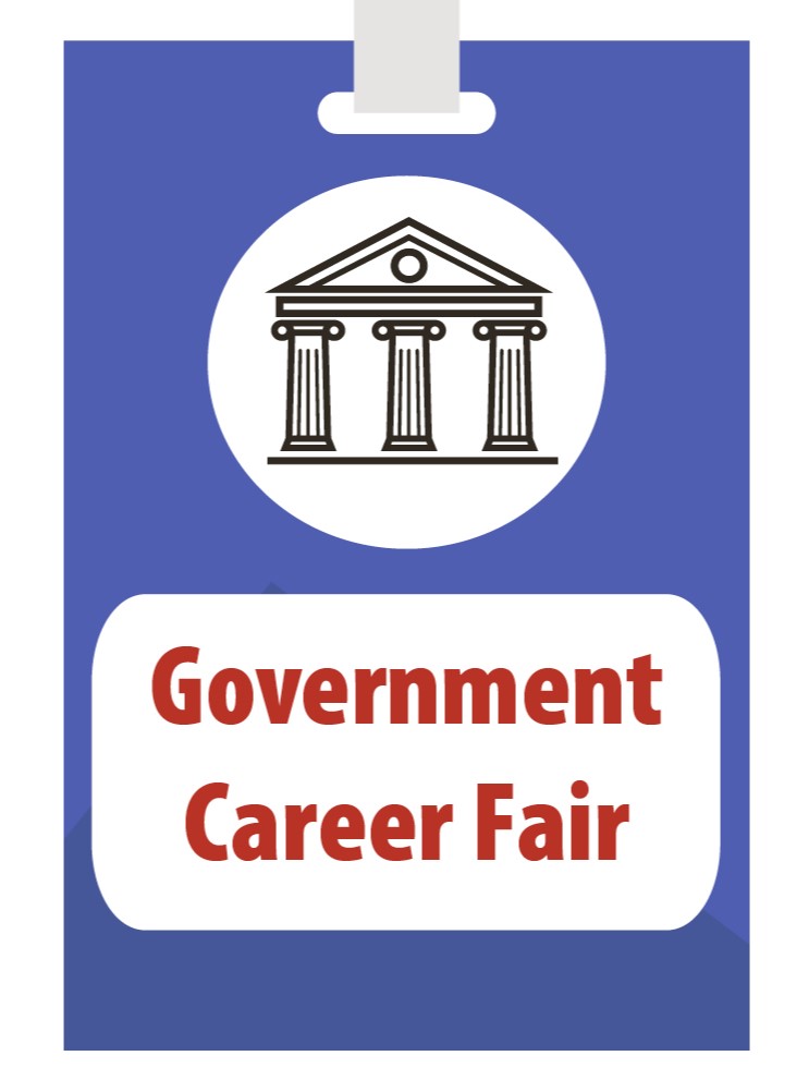 illustration of name badge with text Government Career Fair