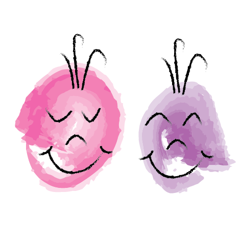 illustration of 2 smiling colorful faces