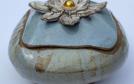 pottery bowl with water lily lid