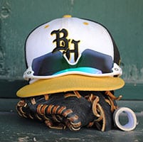 Black Hawk College baseball glove hat and sunglasses