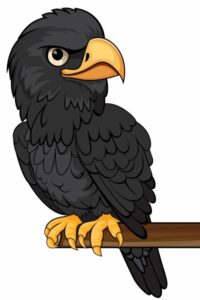 cartoon black hawk sitting on a perch