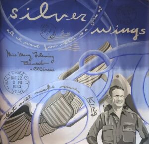 mixed media artwork titled silver wings