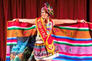 person in colorful Peruvian clothing