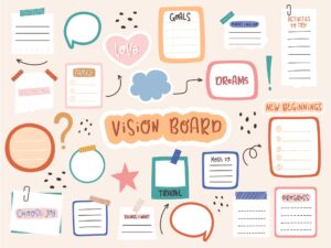 illustration of vision board with notes and ideas